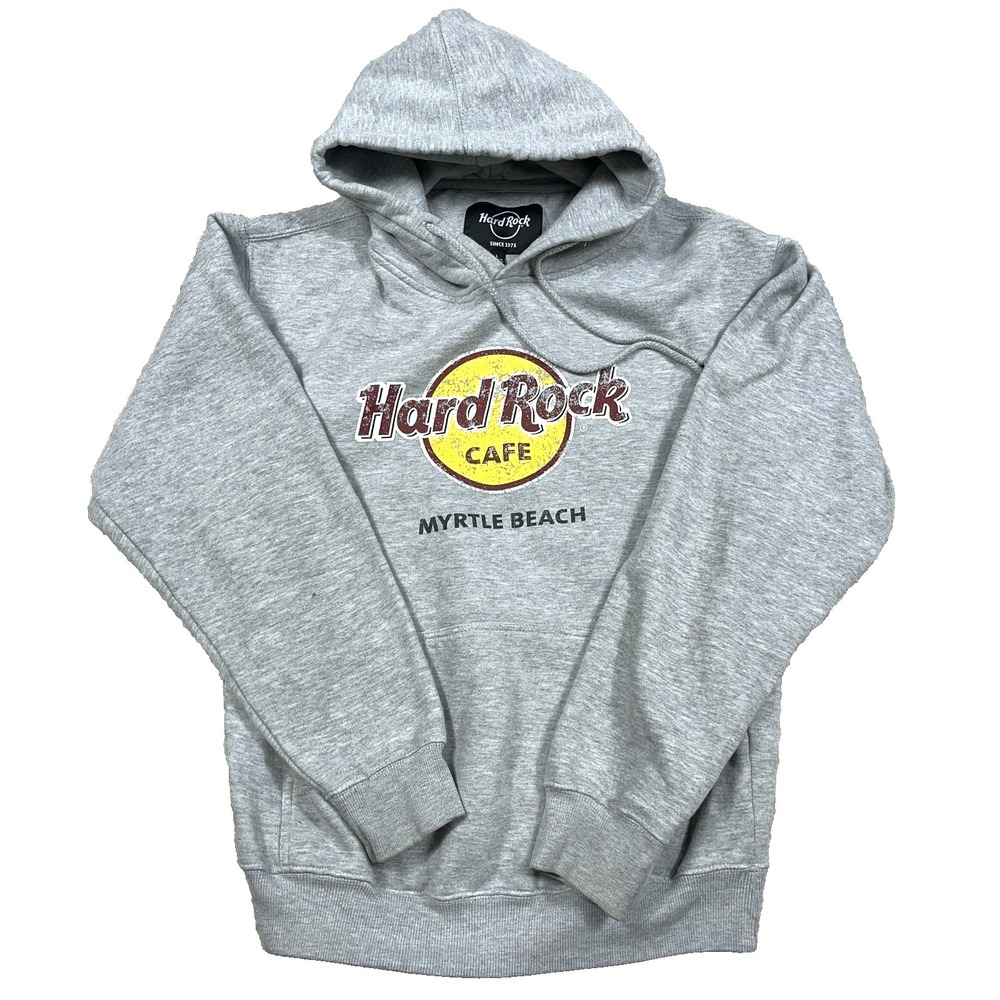 Hard Rock Cafe Hoodie Adult Large Gray Pullover Sweatshirt Myrtle Beach Heather